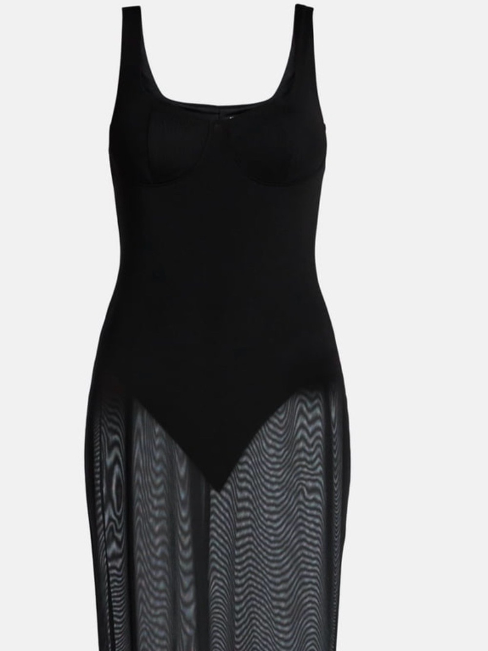 Madden NYC Black Square-Neck Bodysuit Lined Dress